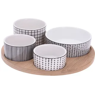 EH Excellent Houseware Servier-Set für Snacks, rundes Tablett und 4 Schüsseln