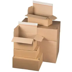 VEPATIM 10x Schnellaufrichtekarton 350x256x135mm Selbstklebeverschluss Aufreißfaden Automatikboden braun - Schuhkarton