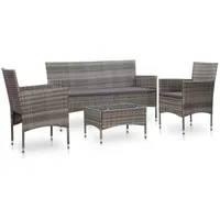 vidaXL Garten Lounge-Set mit Auflagen 3-Sitzer Bank grau