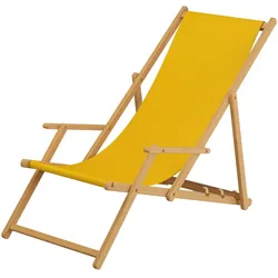 Erst-Holz Strandstuhl gelb Gartenliege Strandliege Deckchair Tisch Kissen Liegestuhl Holz hell 10-302NTKH