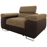 Mirjan24 Sessel Torezio Textil 134 x 90 x 102 cm Braun mit einstellbaren Kopfstützen
