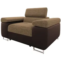Mirjan24 Sessel Torezio Textil 134 x 90 x 102 cm Braun mit einstellbaren Kopfstützen