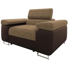 Mirjan24 Sessel Torezio Textil 134 x 90 x 102 cm Braun mit einstellbaren Kopfstützen