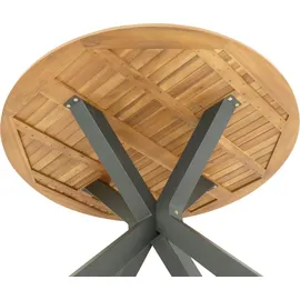 DEGAMO Madeira Gartentisch Ø 130 x 74 cm Braun/Grau