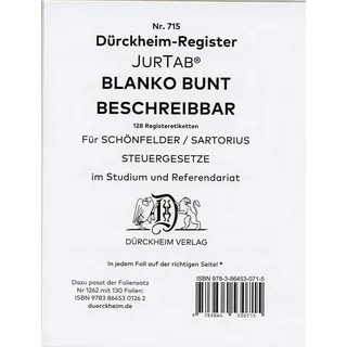 Dürckheim Verlag DürckheimRegister BLANKO-FARBE beschreibbar für Gesetzestexte mit Stichworten