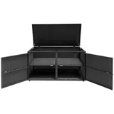 COSTWAY Auflagenbox Rattan Sitzbank 335L, mit Doppeltüren & Ablage, 115x60x65cm schwarz