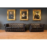 JVmoebel Chesterfield-Sofa, Chesterfield 3+2 Sitzer Garnitur Sofa Couch schwarz