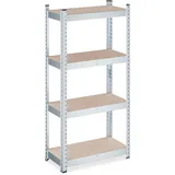 Relaxdays Schwerlastregal, HBT: 120 x 60 x 30 cm, 700 kg, verzinkter Stahl, Lagerregal Keller & Garage, Hellbraun/Silber