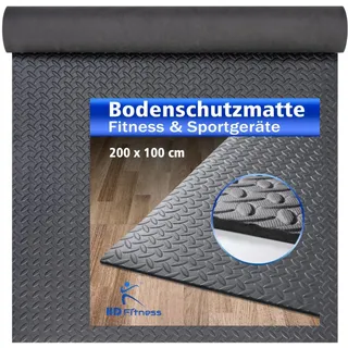 HD Fitness Bodenschutzmatte 200x100cm - extra dicke 7mm Unterlegmatte für Laufband, Crosstrainer, Rudergerät, Rollentrainer, rutschfest- auch für Yoga