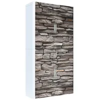 Paperflow easyOffice Rollladenschrank Motiv Steinwand silber, 110x204x41.5 cm