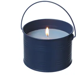 Duftkerze Citronella Echtwachskerze im blauen Metalleimer Outdoorkerze