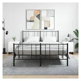 furnicato Nachttisch 40x40x50 cm Hochglanz-Weiß mit Stauraum und Metallfüßen (2-St) weiß
