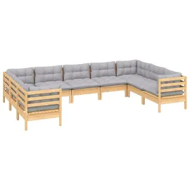 vidaXL Garten-Lounge-Set 9-tlg. grau