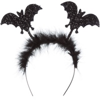 REDSTAR FANCY DRESS Schwarze Fledermaus Stirnband Halloween Kostüm Flauschige Damen Glitzer Kopf Bommel Mädchen