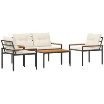 vidaXL Gartenmöbel-Set 4 Stk. Cremeweiß Poly-Rattan