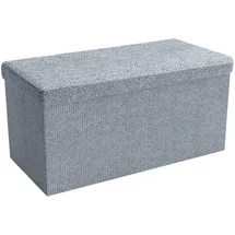 Intirilife Sitzbank 78x38x38 cm in ALASKA GRAU - Sitzwürfel mit Stauraum und Deckel aus Stoff in Leinen Optik