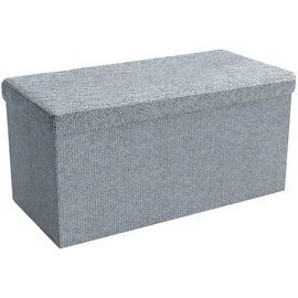 Intirilife Sitzbank 78x38x38 cm in ALASKA GRAU - Sitzwürfel mit Stauraum und Deckel aus Stoff in Leinen Optik