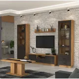 Küchen-Preisbombe Wohnwand Stilo 270 cm Wohnzimmer Landhaus Grau Eiche Artisan Buffet Küche