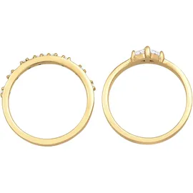 Elli Ring-Set Solitär Eternity Zirkonia Verlobung Set 925 Silber, Ring Set goldfarben 54