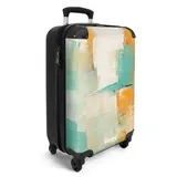 NoBoringSuitcases.com© Hartschalen-Trolley Abstrakte Oberflächen 55x35x20cm, 4 Rollen, Kinder Koffer Klein, Trolley Handgepäck bunt|grün 35 cm x 55 cm x 20 cm