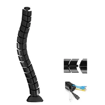 Maclean Brackets Maclean MC-768 Kabel Organizer Kabelführung Kabelschlauch für Schreibtisch mit Längeregulierung 75cm (Schwarz)