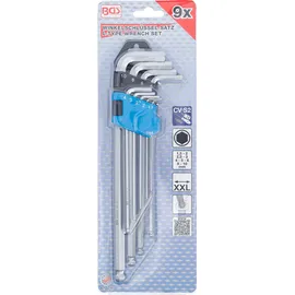 BGS Winkelschlüssel-Satz extra lang Innensechskant/Innensechskant mit Kugelkopf 1,5 - 10 mm 9-tlg.