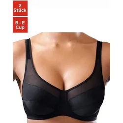 Bügel-BH PETITE FLEUR, Damen, Gr. 100, Cup C, schwarz (schwarz, weiß), Microtouch, Obermaterial: 90% Polyamid, 10% Elasthan, klassisch, BHs Bügel-BH BH BH-Set, aus Microtouch-Material