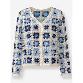 Inspirationen WITT WEIDEN Strickjacke in ecru-jeansblau | Gr.: 40/42,