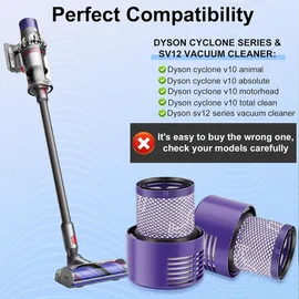 lehongs 4 Pack Vakuumfilter Ersatz für Dyson V10 Cyclone Serie, V10 Tier, V10 Absolute, Teilenummer 969082-01
