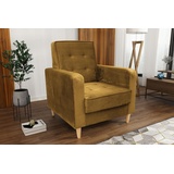 Beautysofa Sessel Bamako (Polstersessel, Cocktailsessel, Wohnzimmer), aus Veloursstoff, Loungesessel mit Holzbeine gelb