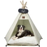 Mooipet Tipi Zelt für Haustiere mit doppelseitigem Kissen Haustierzelt für Hunde/Katzen Haustierhütte Abnehmbar und Waschbar Hundehaus für Meerschweinchen Kaninchen Hamster Kätzchen 60x60x70cm