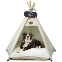 Mooipet Tipi Zelt für Haustiere mit doppelseitigem Kissen Haustierzelt für Hunde/Katzen Haustierhütte Abnehmbar und Waschbar Hundehaus für Meerschweinchen Kaninchen Hamster Kätzchen 60x60x70cm