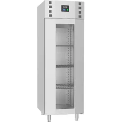 Tiefkühlschrank CAPYBARA | 1x abschließbare Glastür + LED | 700 Liter, HxBxT 205x70x81cm | -10/-22°C | Edelstahl | + CHEFGASTRO Geschirrtuch