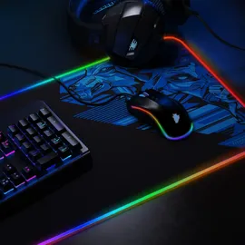 Titanwolf RGB Gaming Mauspad, Mousepad XL 800 x 300mm verbessert Präzision & Geschwindigkeit, Vector Blau