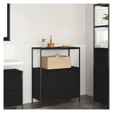 vidaXL Badschrank mit Regalen 76,5 x 95 x 35 cm Schwarz