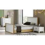 xl moebel gmbh Garnitur Kinderzimmer Jugendbett Bettrahmen Bett Set 4tlg Holz Weiß Schlafzimmer - Weiß