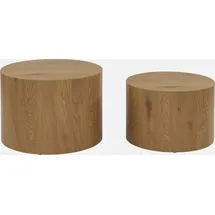 sweeek 2er-Set runde Couchtische mit Eichenholz-Look - Sylva
