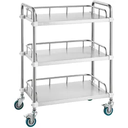 VEVOR Labor-Rollwagen, Rollwagen aus Edelstahl mit 3 Ablagen, Labor-Servierwagen mit Lenkrollen, Servierwagen Dentalwagen für Klinik, Labor, Krankenhaus, Salon, 670 x 395 x 867 mm
