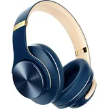 DOQAUS Bluetooth Kopfhörer Over Ear, Bis zu 90 Std Kabellose Kopfhörer mit 3 EQ-Modi, HiFi Stereo Faltbare Headset mit Mikrofon, weiche Ohrpolster für Reisen/Büro/Handy/PC/Laptops-Navy Blau