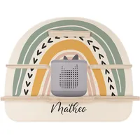 Kidsmood - Tonie Regal personalisiert mit Namen – Wandregal für Toniebox 2 & Figuren | Abgerundete Ecken & Kanten Inkl. Metallplättchen für Tonie Hörfiguren | Kinderzimmer Regal für Mädchen & Jungen