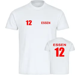 multifanshop Kinder T-Shirt - Essen - Trikot Nummer 12 - Druck rot - Kind