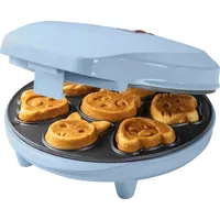 Bestron Waffeleisen für Mini-Cookies, Mini-Cookie-Maker in Tiermotiven, Waffeleisen für Mini-Waffel-Kekse, mit Backampel & Antihaftbeschichtung, 700 Watt, Farbe: Blau