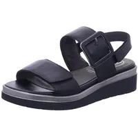 TAMARIS COMFORT Damen Sandalen flach aus Leder mit Schnalle, Schwarz (Black Comb), 40 EU