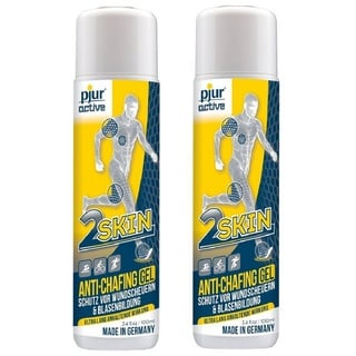 pjur Hautpflegegel pjuractive 2SKIN 2x 100ml Anti Chafing Gel, gegen Reibung & Wundscheuern perfekt für Sportler - Made in Germany