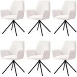 6er-set Esszimmerstuhl Hhg 851, Küchenstuhl Armlehne, Drehbar Auto-position, Samt Mvg Creme-beige, Beine Schwarz