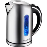 Aigostar King - Wasserkocher Edelstahl 1,7 liter, Elektrischer Wasserkocher mit Kalkfilter, LED Beleuchtung Wasserstandsanzeige, 2200 Watt, Verdecktes Heizelement, Abschaltautomatik, BPA frei