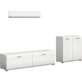 Home Affaire Wohnwand HOME AFFAIRE "FLORENZ, 3-teilige Wohn-Kombination, hochwertige MDF-Front", weiß (weiß hochglanz tiefzieh), B:255cm H:160cm T:41cm, Holzwerkstoff, Kastenmöbel-Sets, Wohnwand, Wohn-Kombination, Wohnzimmer-Möbel, Wohnzimmer,Kombination, Kombi