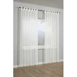 Gardine SEHLBACH "Schal Voile Uni" Gr. 1, weiß, B:140cm H:235cm, Polyester, Gardinen, mit Schlaufen