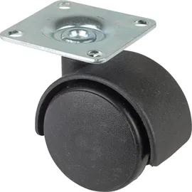 BS Rollen Kunststoff-Doppelrolle F75 40 schwarz m. Platte