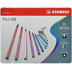 STABILO Pen 68 Filzstifte farbsortiert, 15 St.
